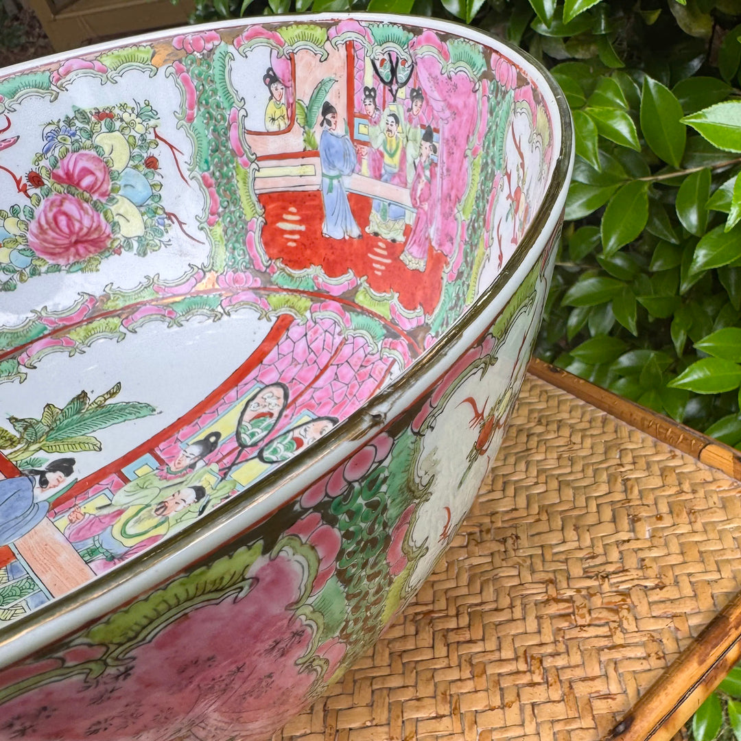 Vintage XL Rose Medallion Punch Bowl