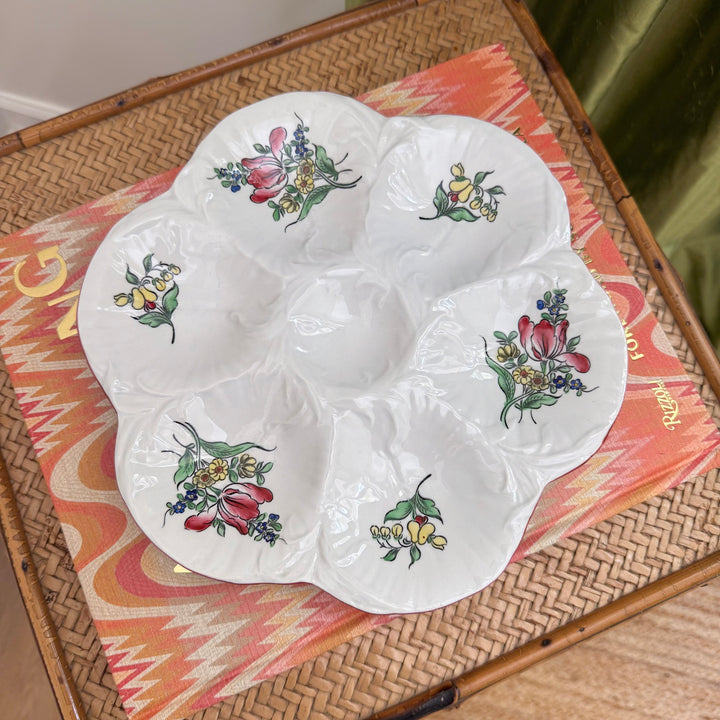 Antique Luneville French Floral Oyster Plates