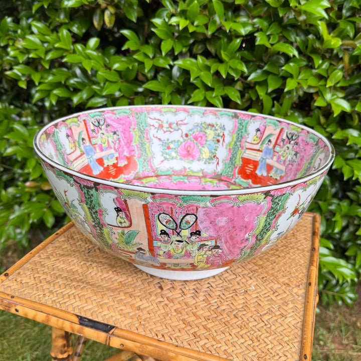 Vintage XL Rose Medallion Punch Bowl