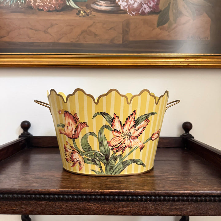 Scalloped Floral Tin Planter