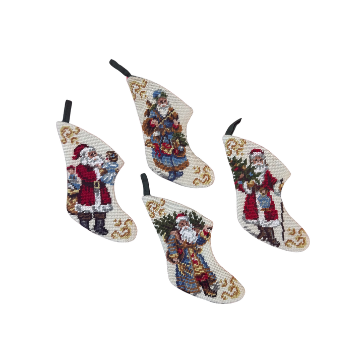 Set of Four Vintage Mini Needlepoint Stockings – Style B