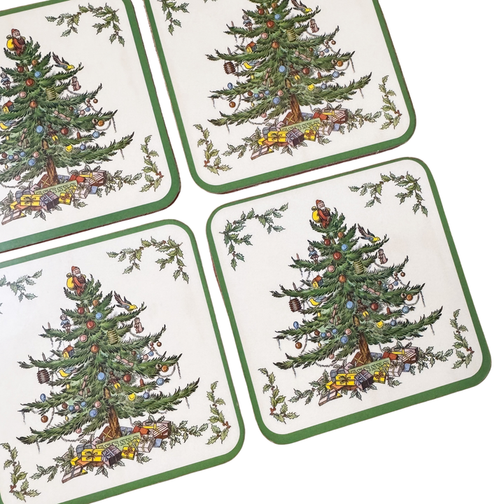 Vintage Set of Six Spode Christmas Tree Coasters