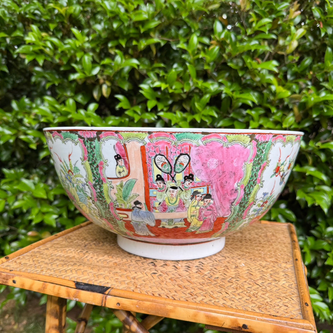 Vintage XL Rose Medallion Punch Bowl