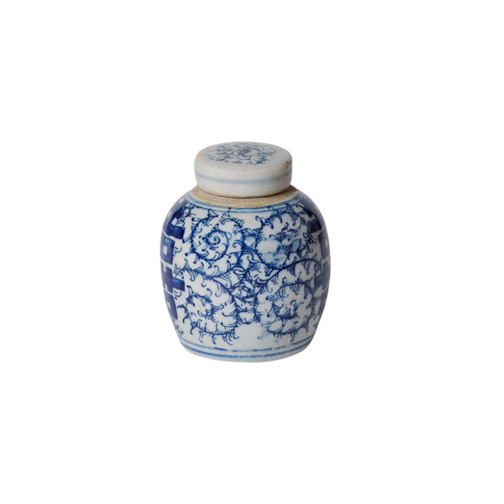 Mini Double Happiness Blue and White Ginger Jar