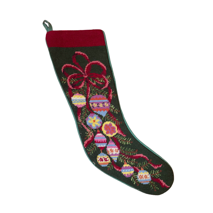Vintage Ornament Needlepoint Stocking