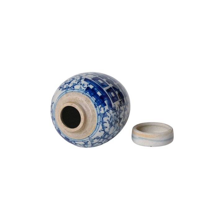 Mini Double Happiness Blue and White Ginger Jar