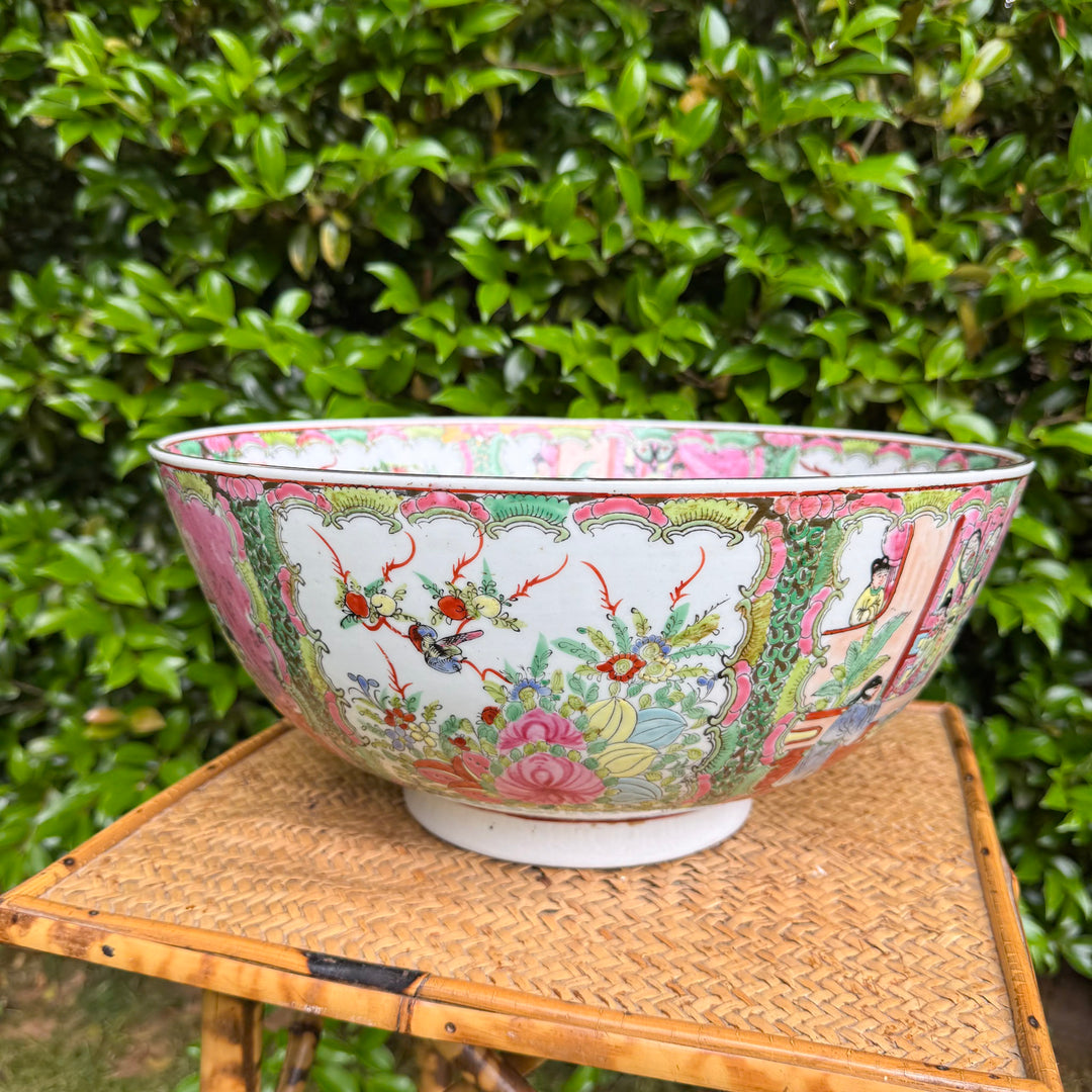 Vintage XL Rose Medallion Punch Bowl