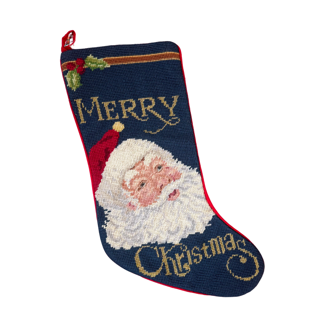 Vintage Merry Christmas Santa Stocking