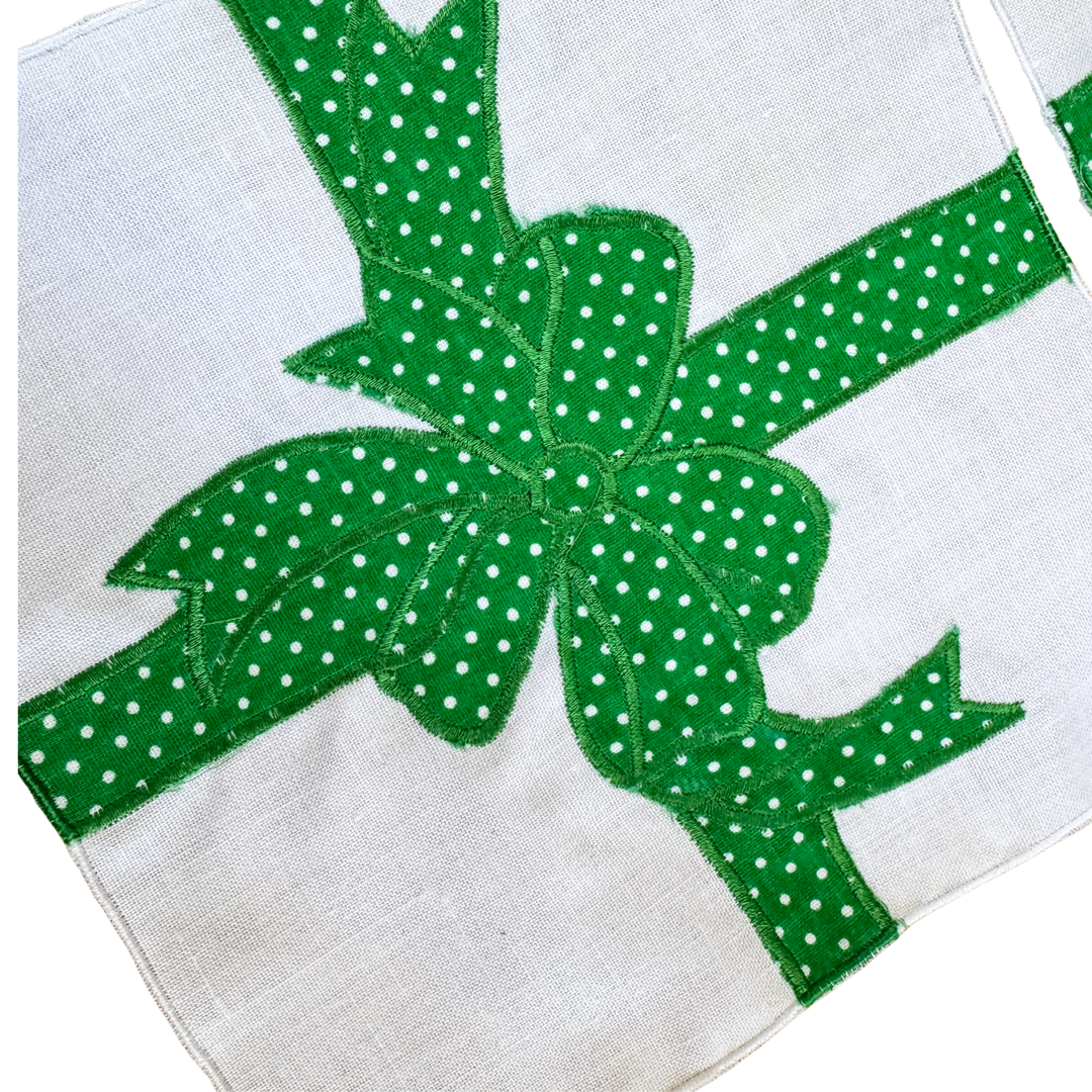Vintage Christmas Green Bow Cocktail Napkins