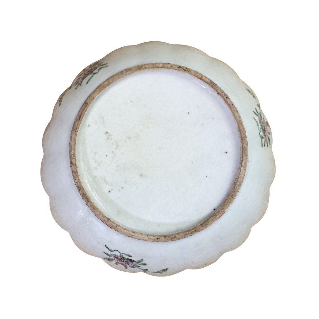 Antique Famille Rose Canton Scalloped Serving Dish