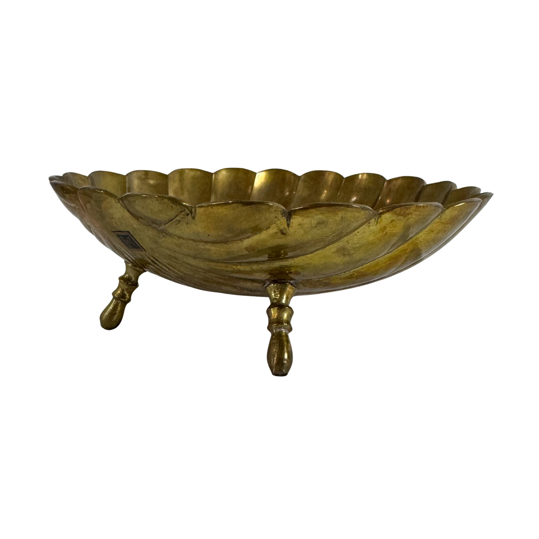 Vintage Brass Shell Footed Trinket Dish