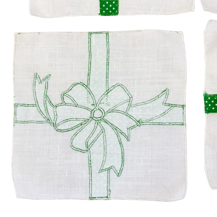 Vintage Christmas Green Bow Cocktail Napkins