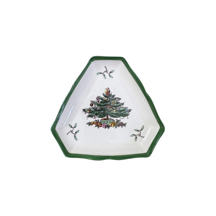 Vintage Pair of Spode Christmas Tree Triangular Plates