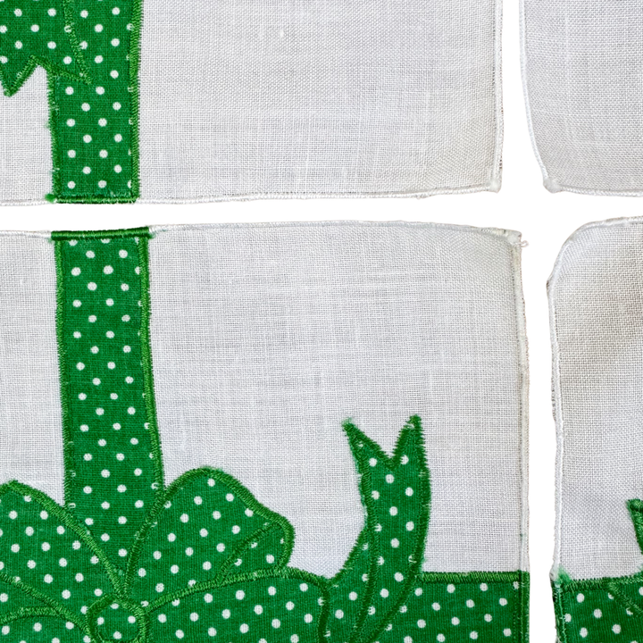 Vintage Christmas Green Bow Cocktail Napkins