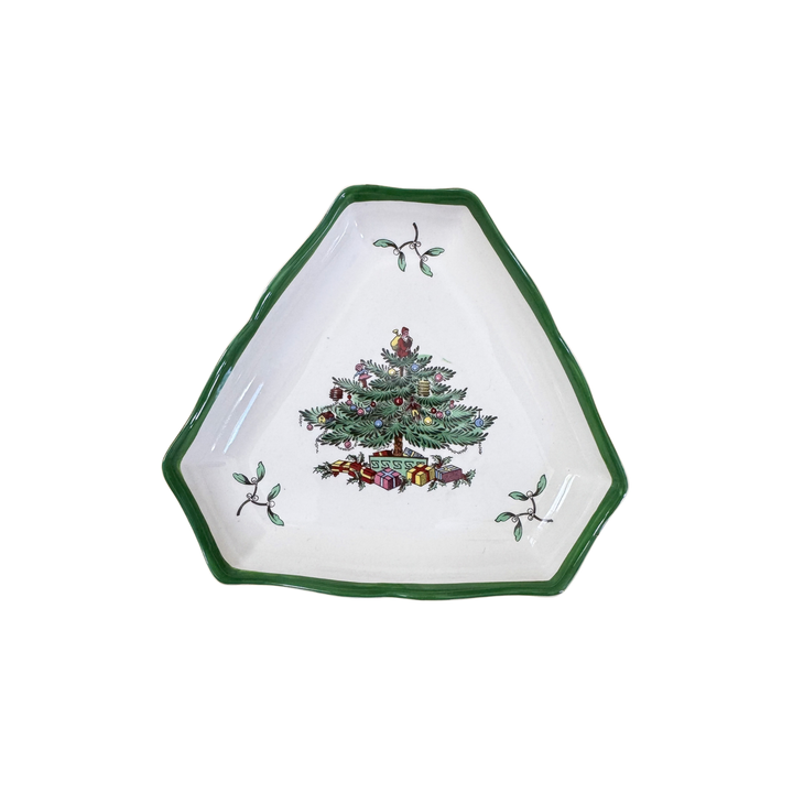 Vintage Pair of Spode Christmas Tree Triangular Plates