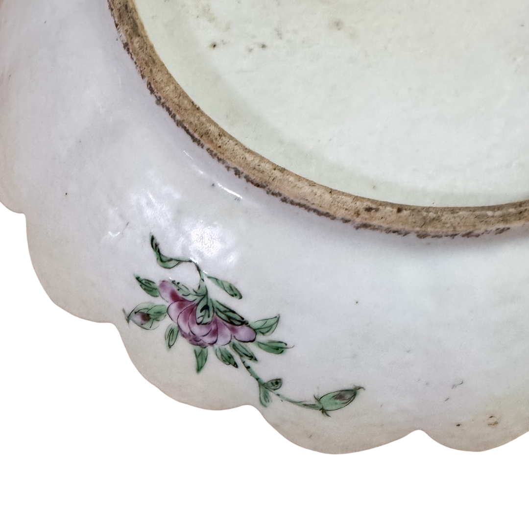 Antique Famille Rose Canton Scalloped Serving Dish
