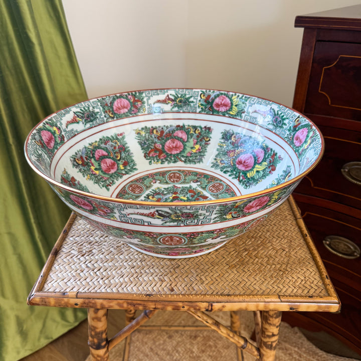 Vintage Extra Large Rose Canton Punch Bowl