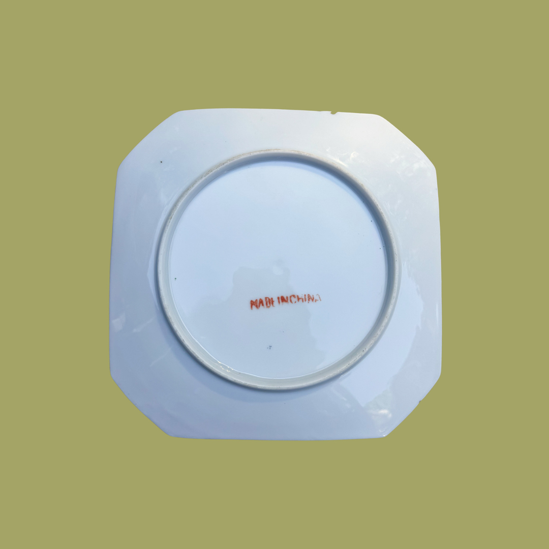 Pair of Square Rose Canton Plates