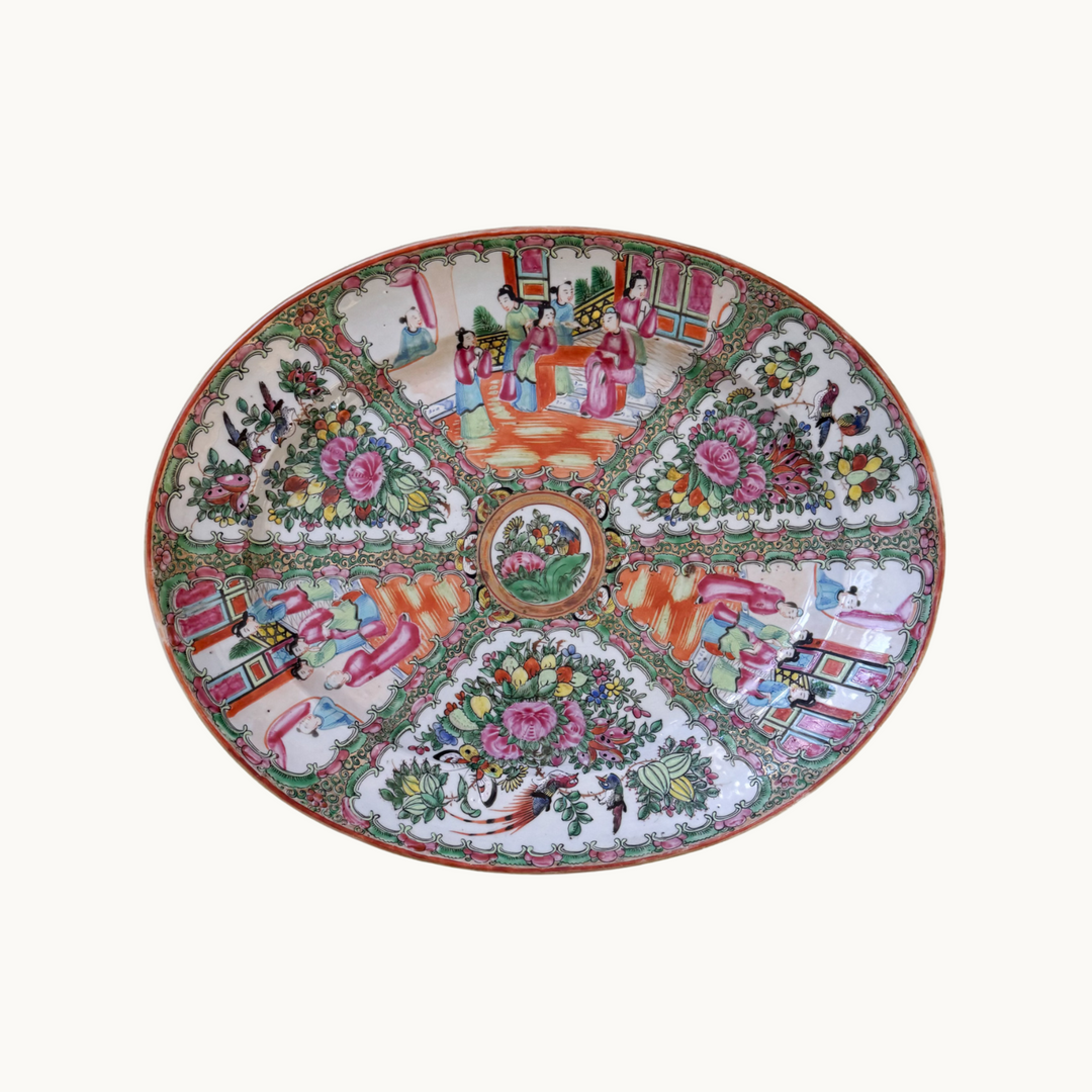 Large Antique Rose Medallion Platter