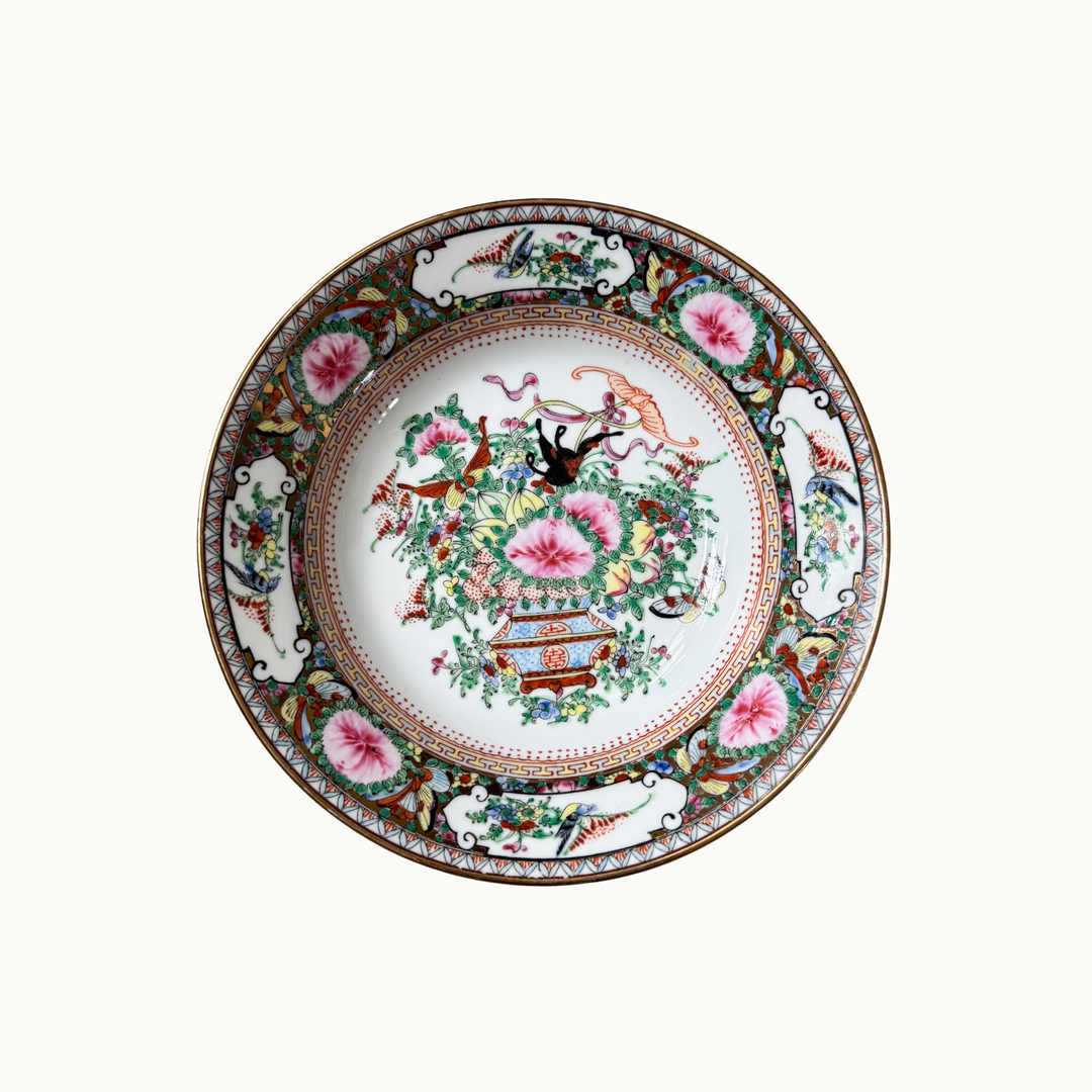 Vintage Famille Rose Large Shallow Bowls