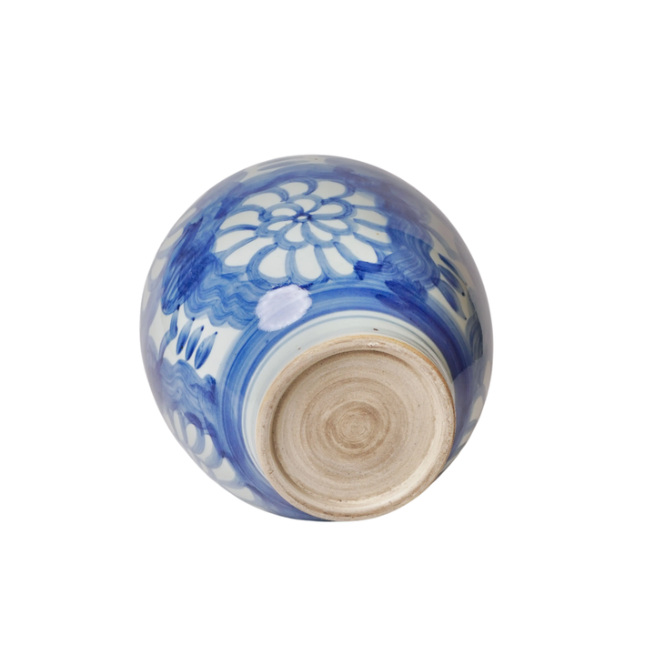 Hand Painted Floral Blue and White Vase