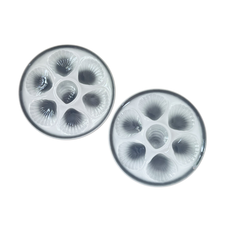 Pair of Smoky Gray Oyster Plates