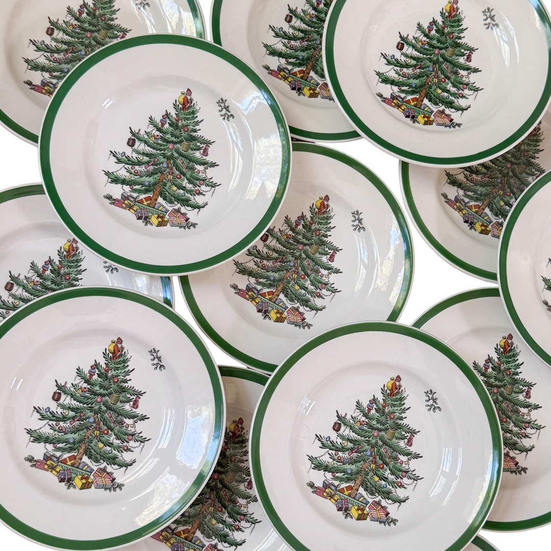 Vintage Spode Christmas Tree Bread and Butter Plates