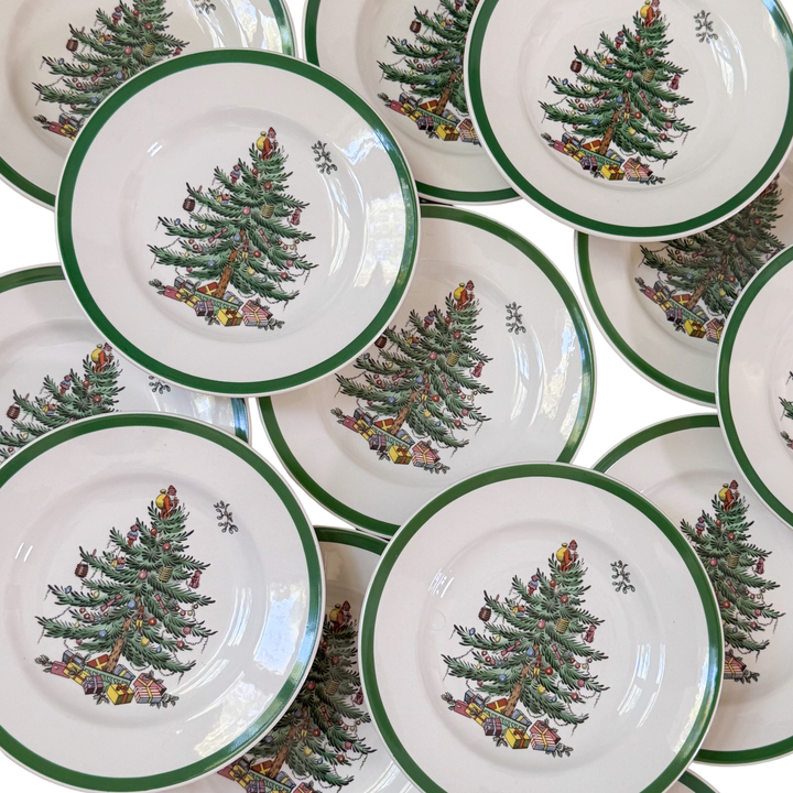 Vintage Spode Christmas Tree Bread and Butter Plates