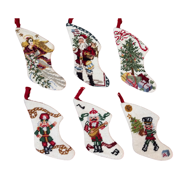Vintage Neiman Marcus Mini Needlepoint Stockings - Choose Your Style