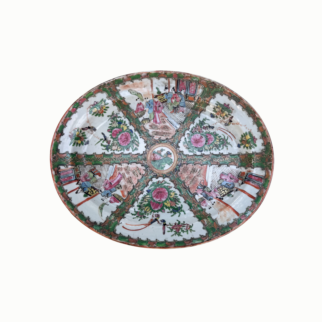 Large Antique Rose Medallion Platter