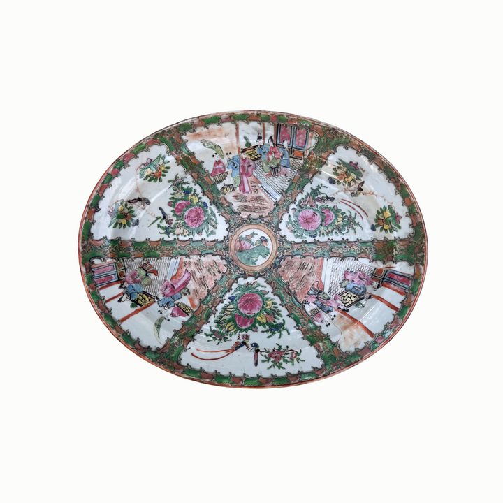 Large Antique Rose Medallion Platter