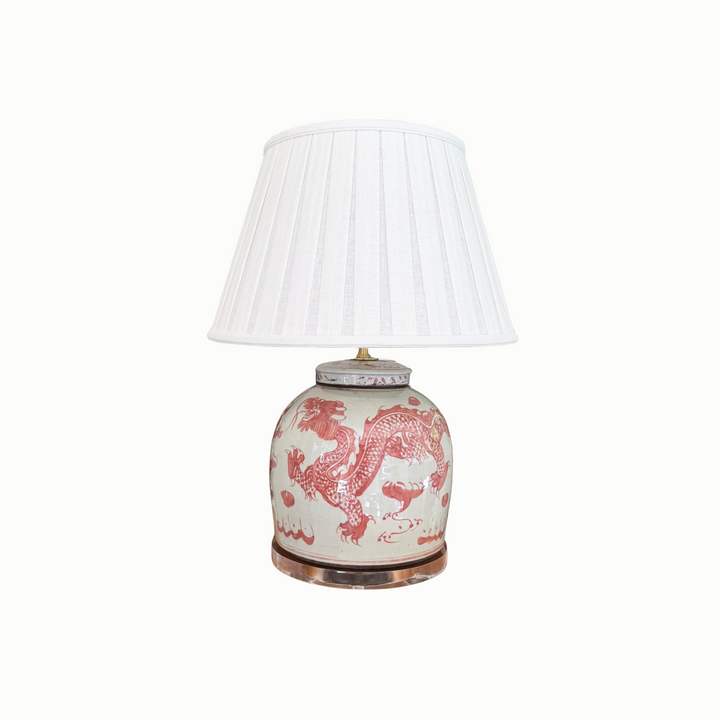 Orange and White Dragon Ginger Jar Lamp