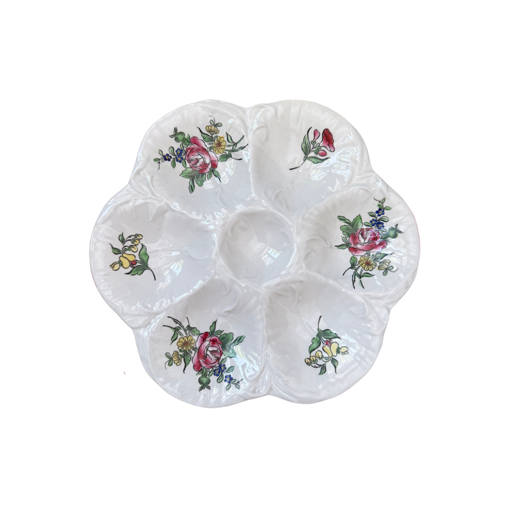 Antique Luneville French Floral Oyster Plates
