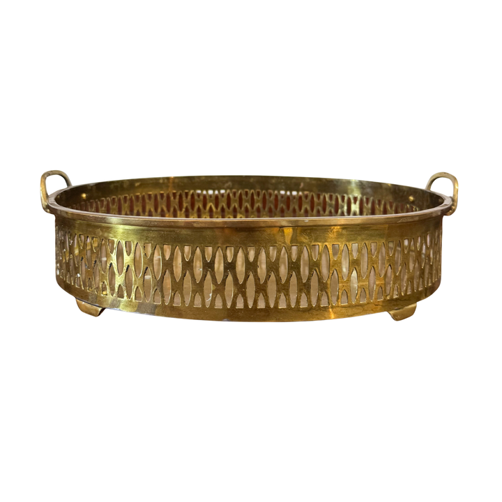 Vintage Brass Gallery Tray with Handles