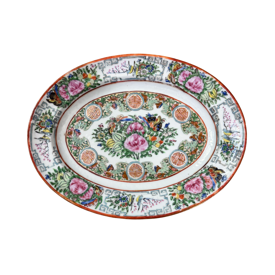 Antique Small Rose Canton Platter