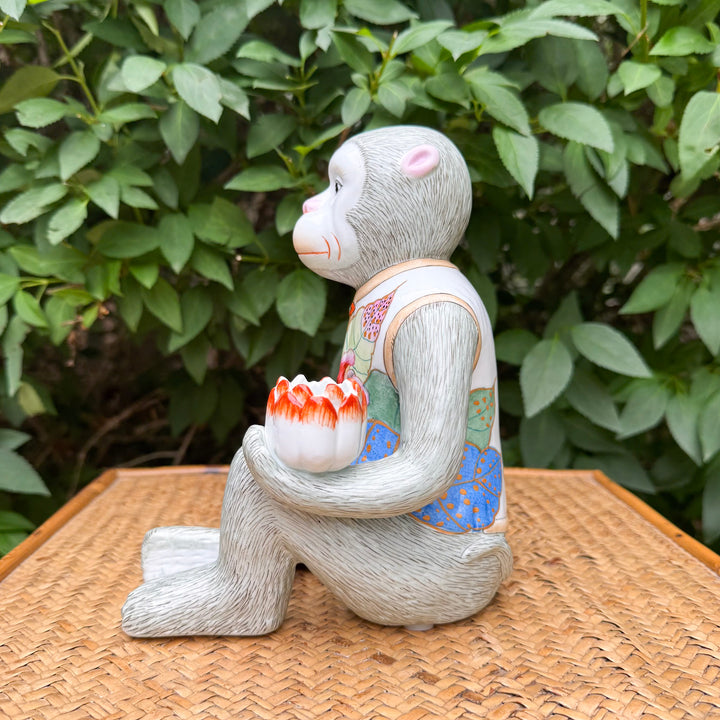 Tobacco Leaf Monkey Lotus Candle Holder