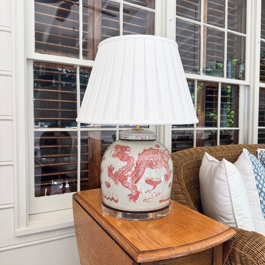 Orange and White Dragon Ginger Jar Lamp