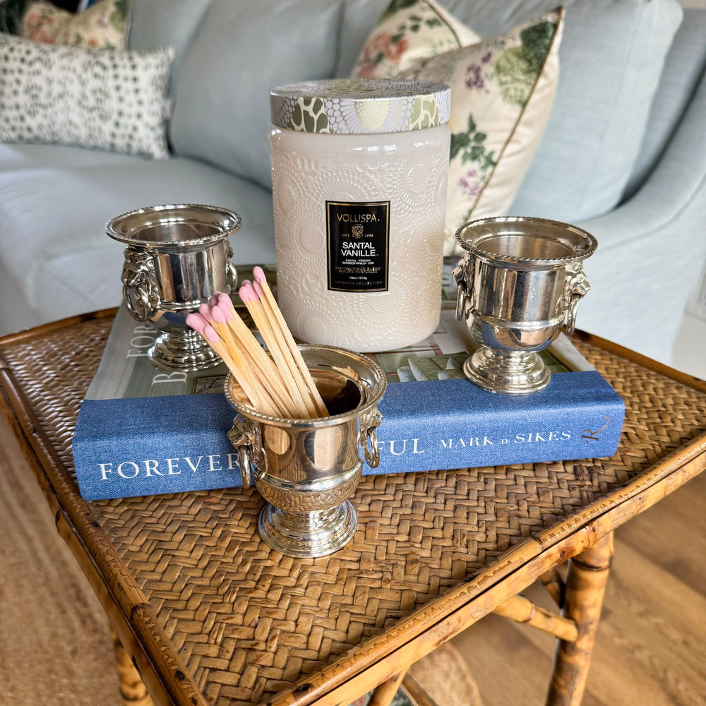 Mini Vintage Silverplate Urn with Lion Head Handles