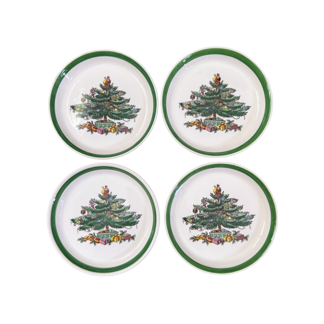 Vintage Set of Four Spode Christmas Tree Coasters