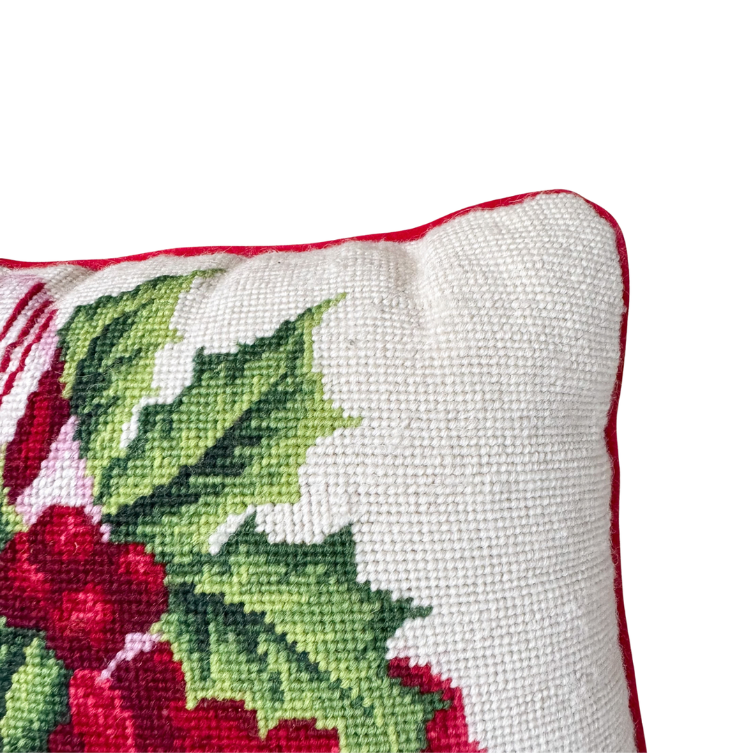 Vintage Candy Cane Needlepoint Pillow
