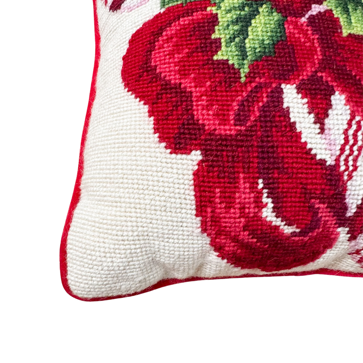Vintage Candy Cane Needlepoint Pillow