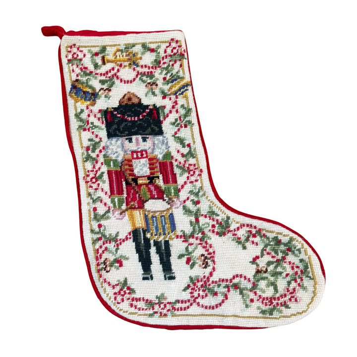 Vintage Katha Diddel Nutcracker Needlepoint Stocking