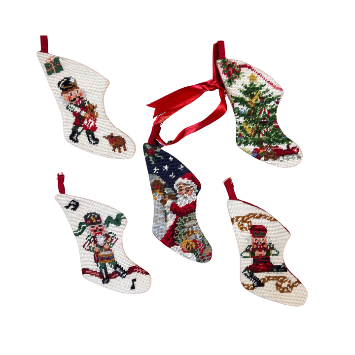 Vintage Neiman Marcus Mini Needlepoint Stockings - Choose Your Style