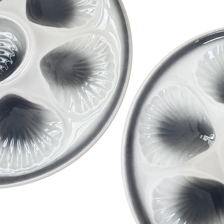 Pair of Smoky Gray Oyster Plates