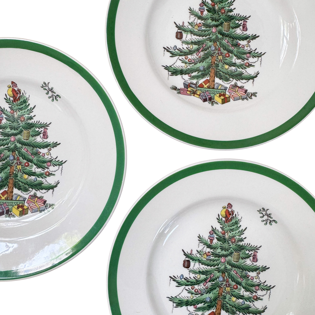 Vintage Spode Christmas Tree Bread and Butter Plates