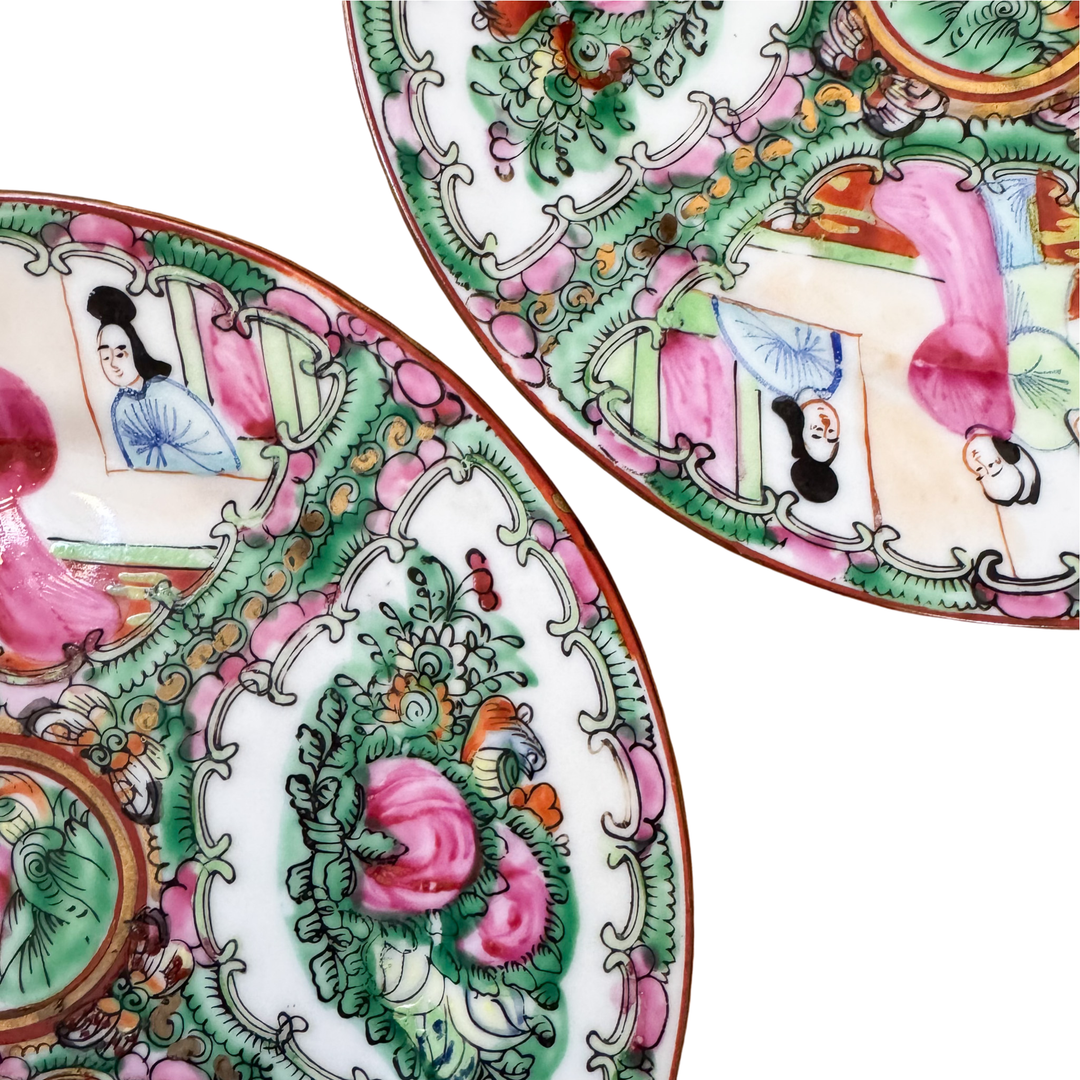 Vintage Pair of Rose Medallion Plates