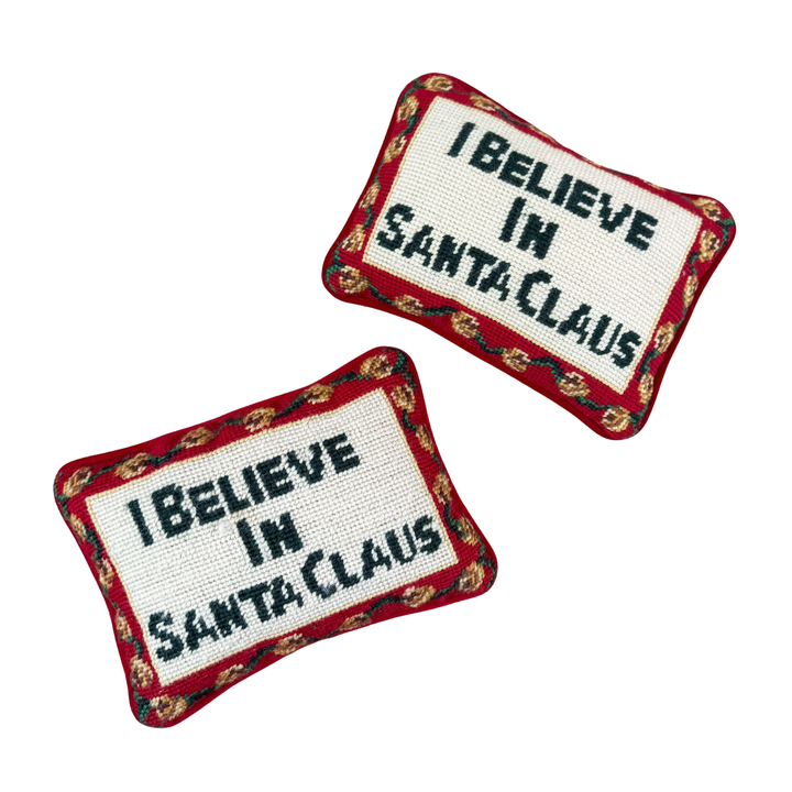 I Believe In Santa Claus Needlepoint Pillow