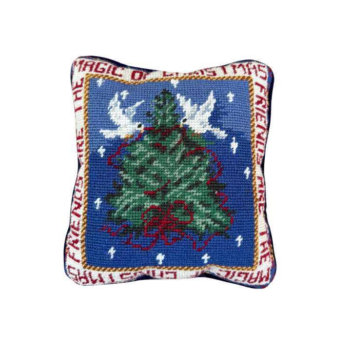 Vintage Friends Are the Magic of Christmas Needlepoint Pillow