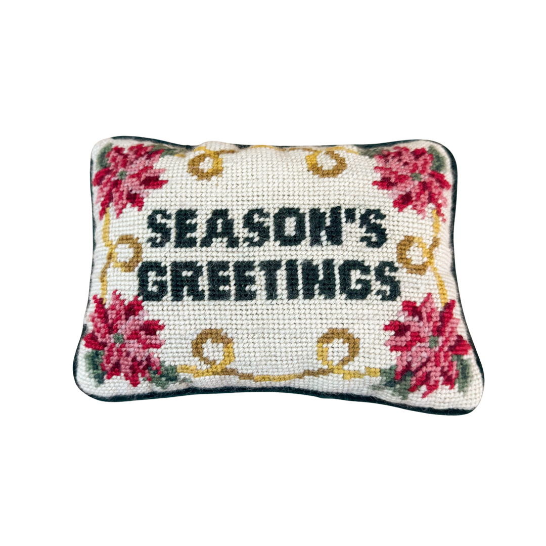 Season's Greetings Needlepoint Pillow