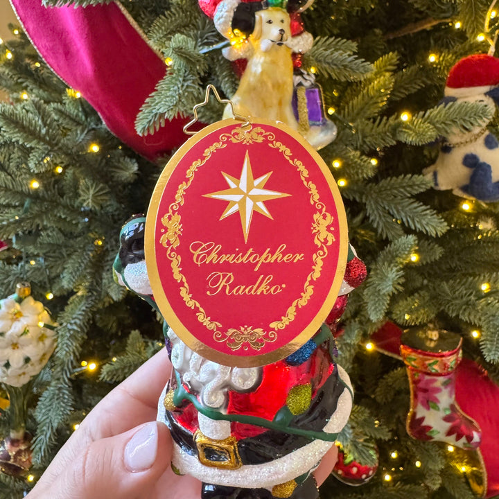Christopher Radko Tangled Tidings Santa with Christmas Lights Ornament